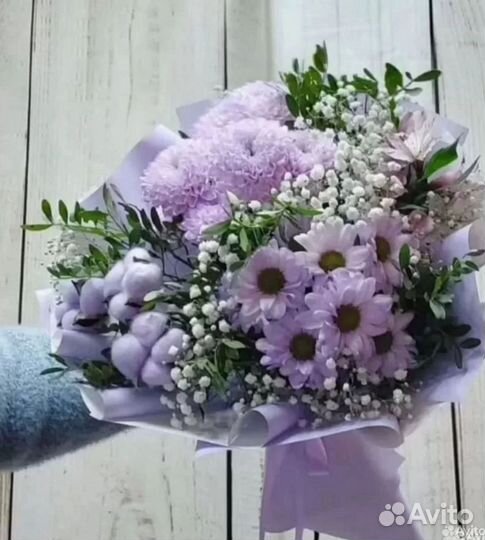 Цветы Букет Хризантем с гипсофлойДоставка