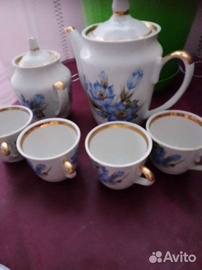 Сервиз чайный СССР из 6 предметов с позолотой