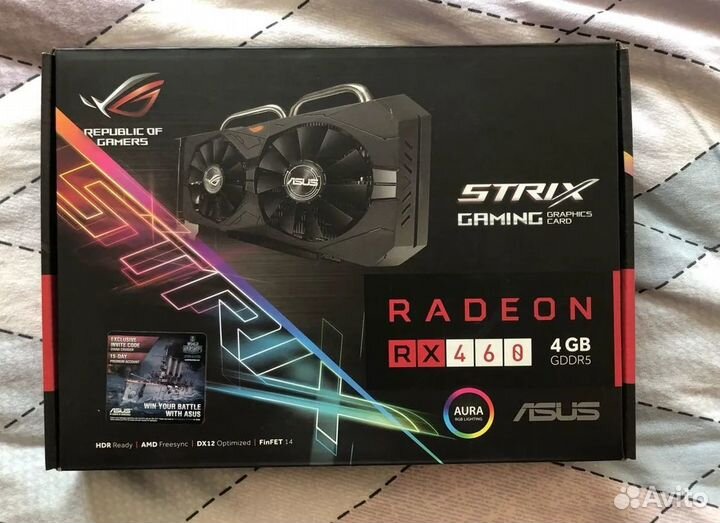 Видеокарта asus AMD Radeon RX 460 strix 4 GB