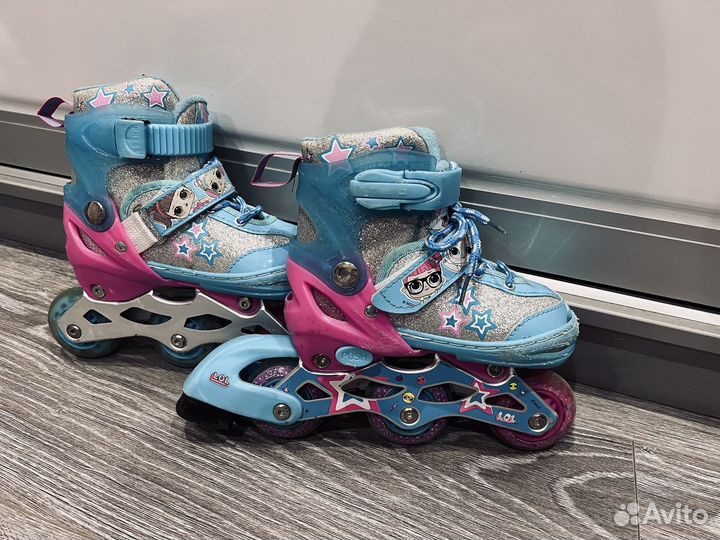 Роликовые коньки с защитой для девочки