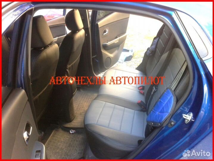 Чехлы Автопилот Kia Rio 3 Hb из экокожи чёрно-серы