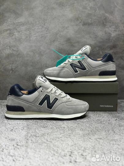 Кроссовки замшевые New Balance 574 Grey Blue