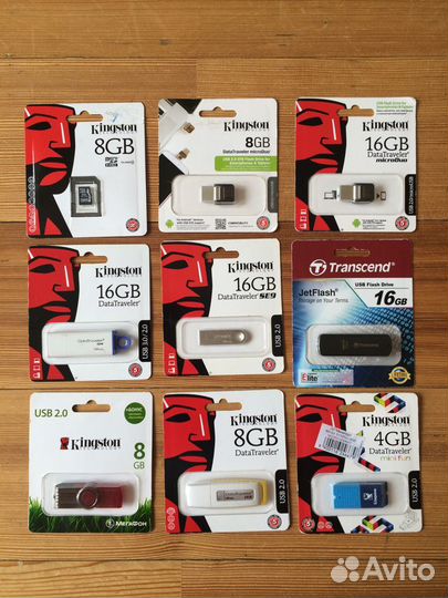 Флешки Kingston и Transcend новые, в упаковке