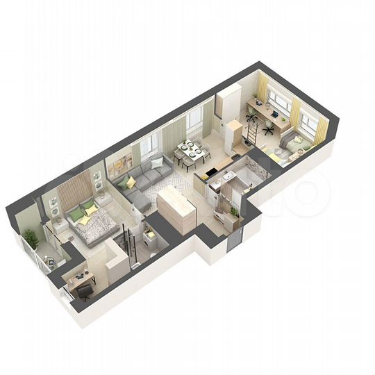 2-к. квартира, 69,3 м², 20/25 эт.