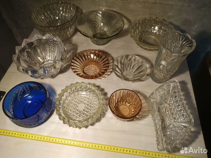 Ваза салатник конфетница цветное стекло СССР