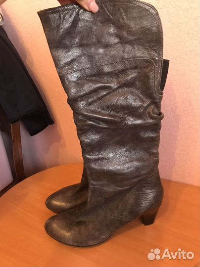 Кожаные y2k сапоги Италия ботфорты