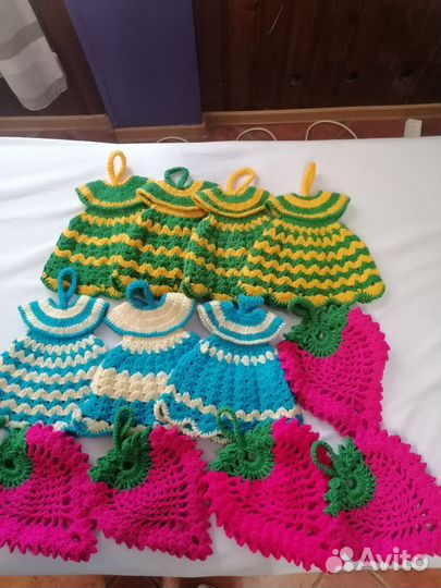 Вязаные прихватки, салфетки, воротнички, шаль