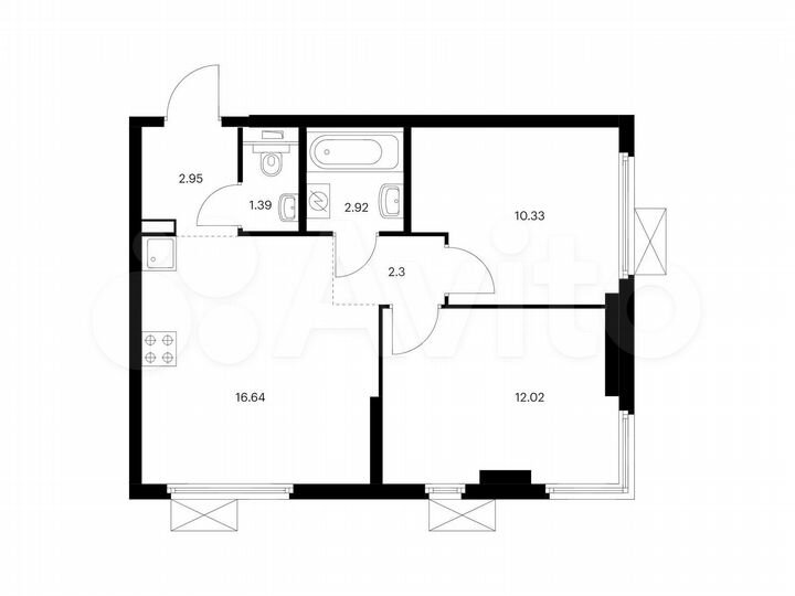 2-к. квартира, 48,6 м², 33/33 эт.