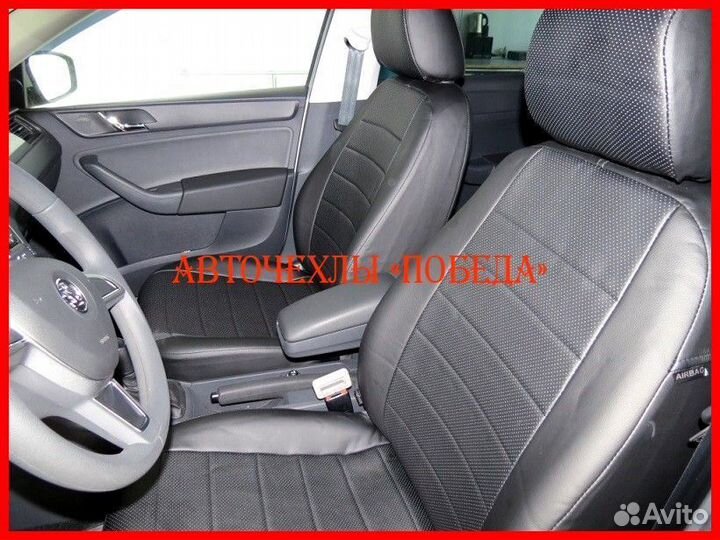 Чехлы Skoda Rapid 1 из экокожи чёрные Классика