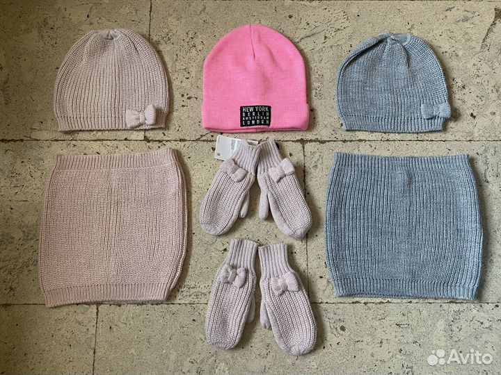 Шапки детские Zara, HM, Borelli, варежки, перчатки