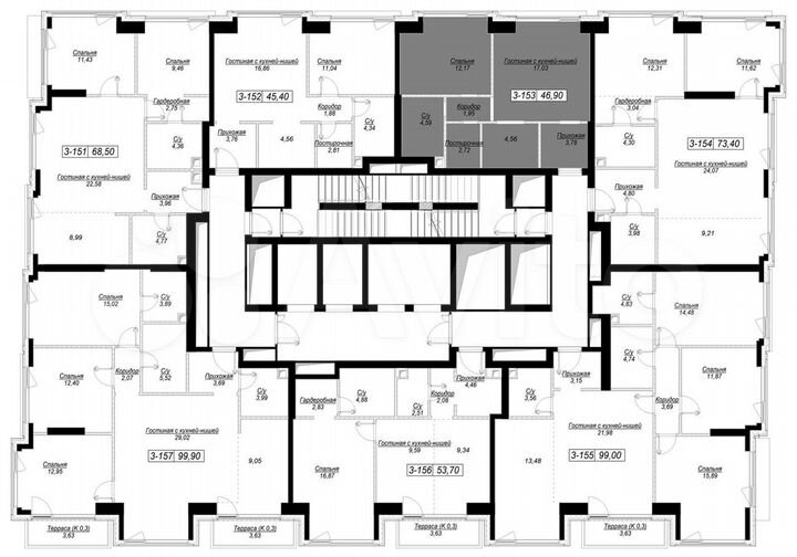 1-к. квартира, 46,9 м², 21/41 эт.