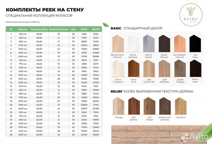 Комплект реек на стену или потолок