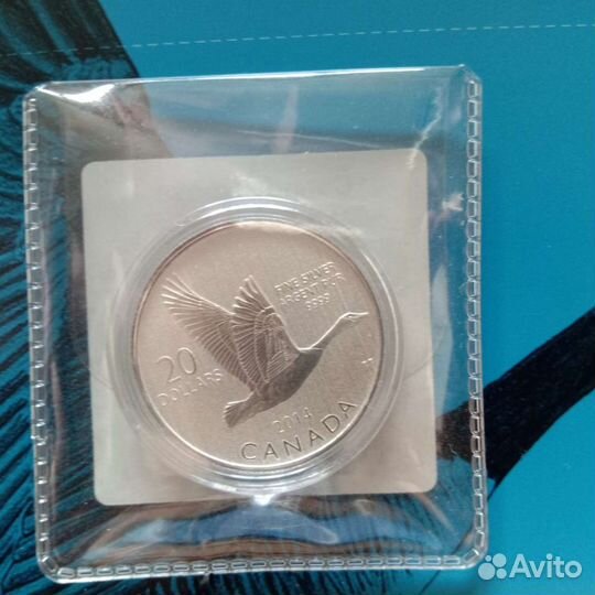 Серебрянная монета 20 долларов Канада