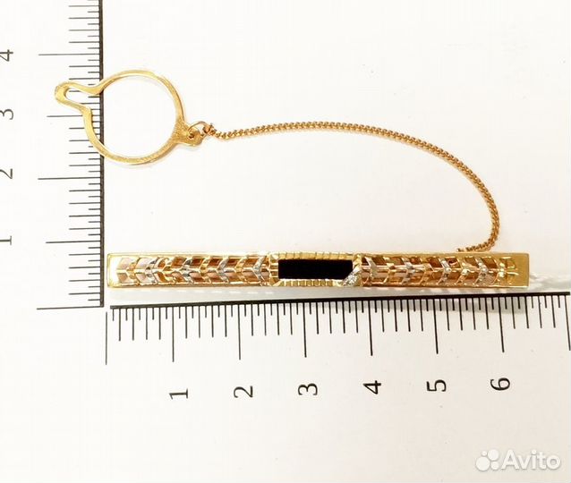 Золотой зажим для галстука с камнем