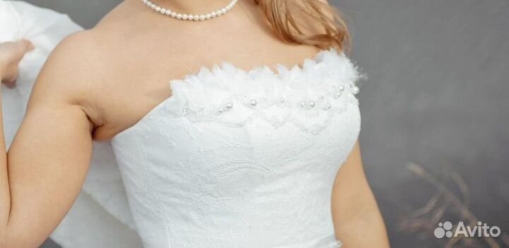 Свадебное платье 44 46 бу