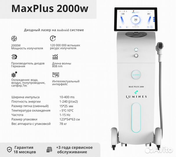 Диодный лазер для эпиляции Люминес. Max Plus 2000