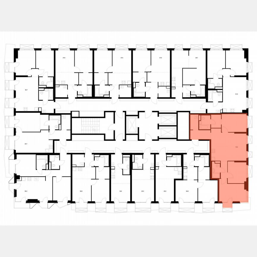 3-к. квартира, 73,2 м², 3/20 эт.