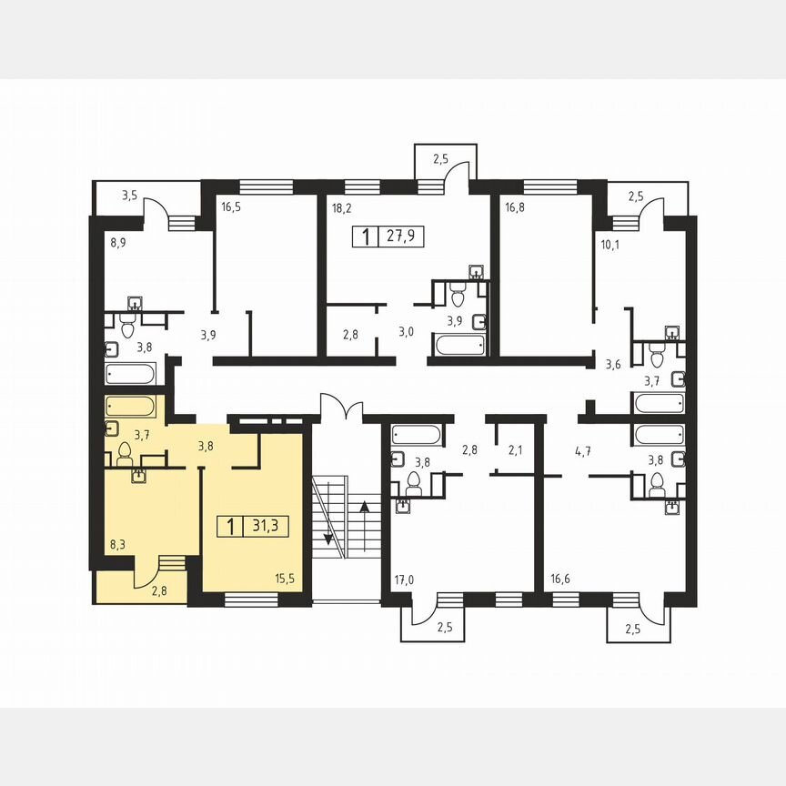 1-к. квартира, 31,3 м², 3/3 эт.