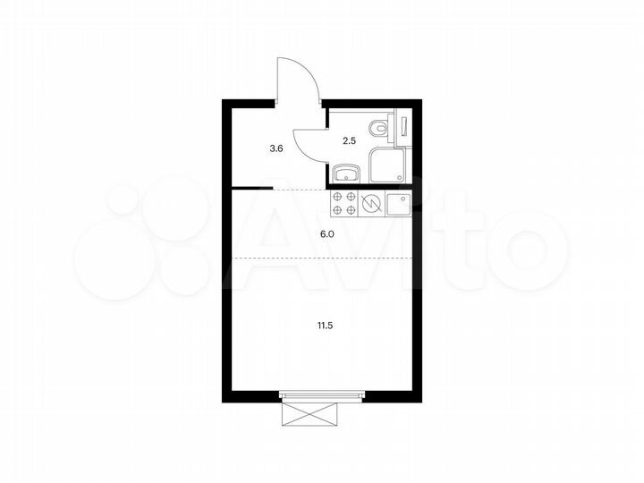 Квартира-студия, 23,6 м², 13/22 эт.