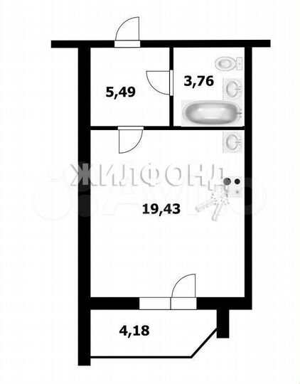 Квартира-студия, 28,7 м², 1/9 эт.