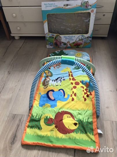 Развивающий коврик-туннель 2в1