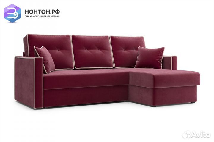 Диван угловой дельфин Леон бордовый