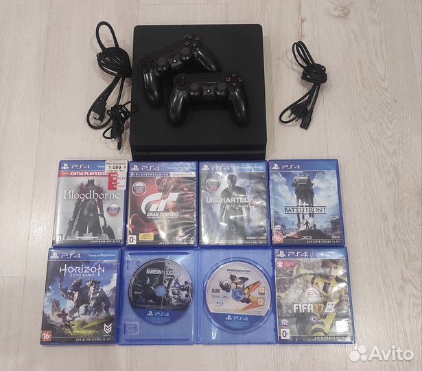 Sony PS4 slim 500gb +2 геймпада+ 8 дисков