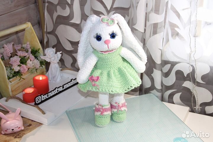 Именная, плюшевая зайка. Зайчик