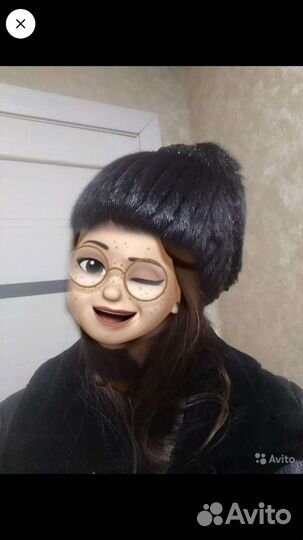 Шапка норковая вязаная женская