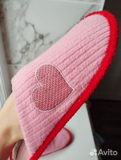 Тапочки домашние с сердечками 38 тапки