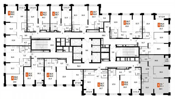 3-к. квартира, 83,5 м², 23/44 эт.