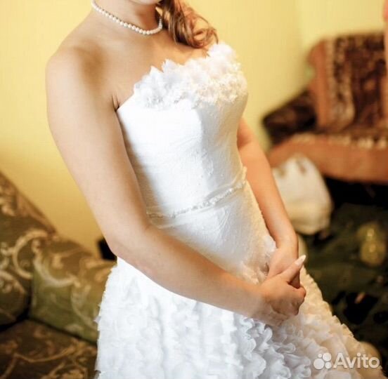 Свадебное платье 44 46 бу