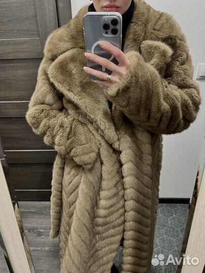 Искусственная шуба из экомеха под соболь