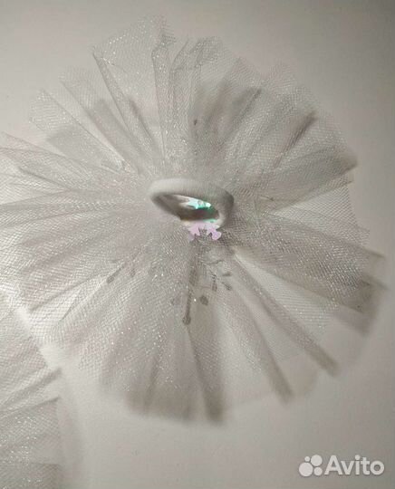 Бант снежинка на резинке новогодний 2 шт