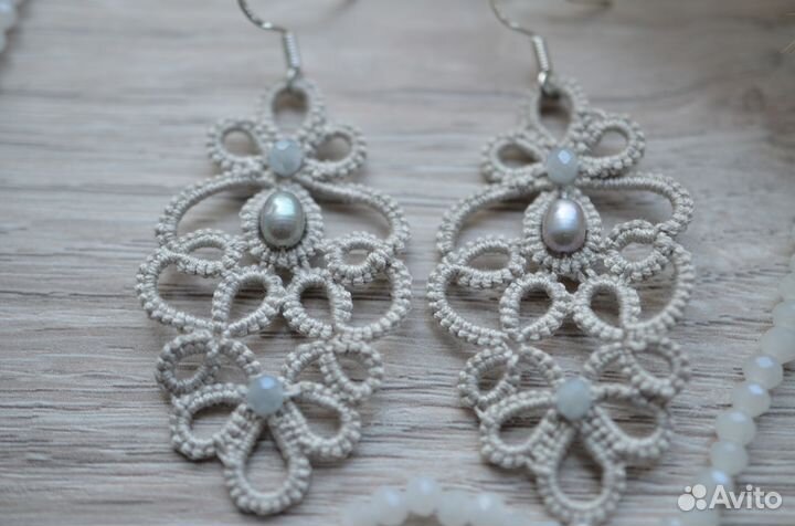 Серьги фриволите ручная работа