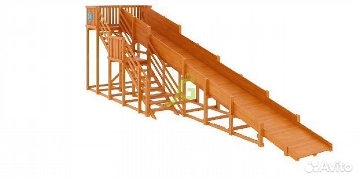 Зимняя деревянная горка Snow Fox, скат 10 м