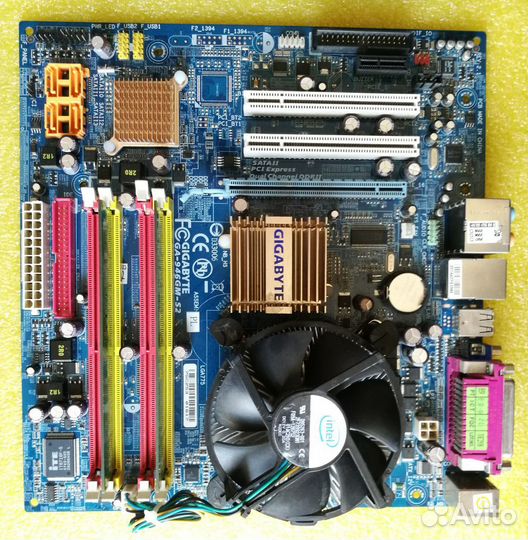 Комплект: Материнка Gigabyte+процессор+память+FAN