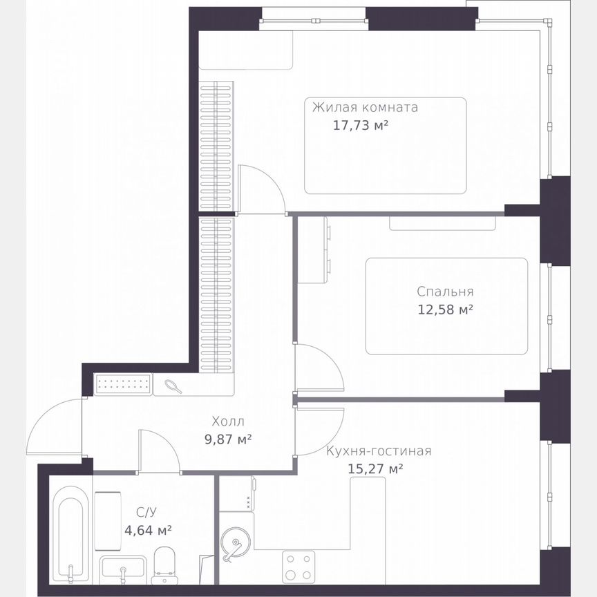 2-к. квартира, 60,1 м², 2/11 эт.