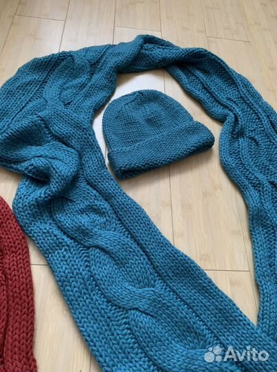 Комплект шапка и шарф, 2 цвета, для двойни