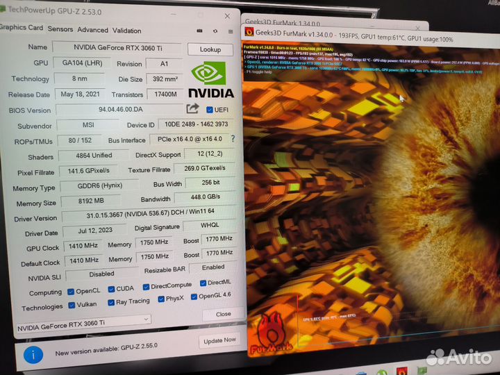Видеокарта MSI Gaming X RTX3060Ti (как новая)