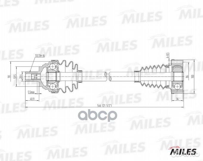 Привод в сборе левый audi A3/golf 1.6 03- (GKN