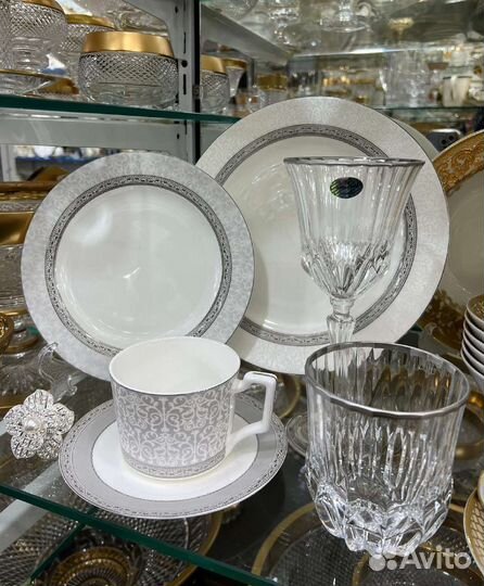 Сервиз столовый обеденный костяной фарфор 6 персон