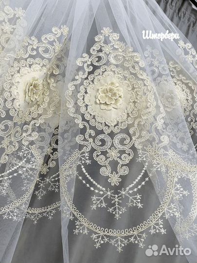 Тюль люкс с цветами. Новый