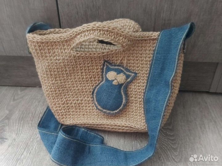 Сумка-корзинка из джута