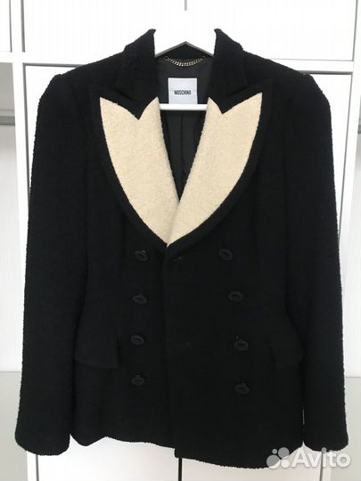 Пиджак Moschino двубортный, черный. шерсть