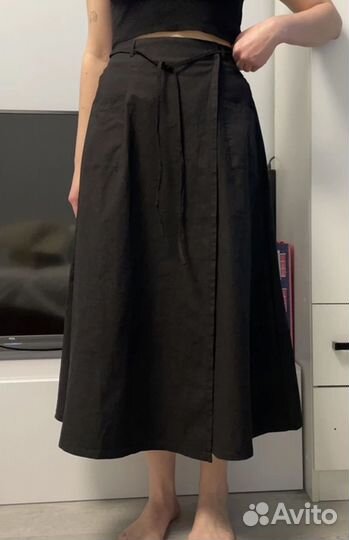 Юбка хлопок назапах черная