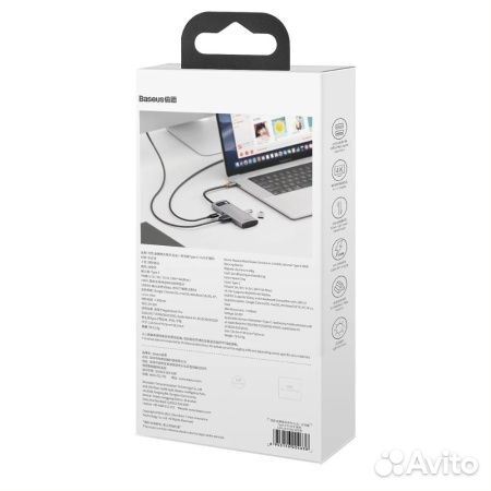 USB хаб Baseus Type-C hdmi 4K 60Гц/USB3.0/PD100W