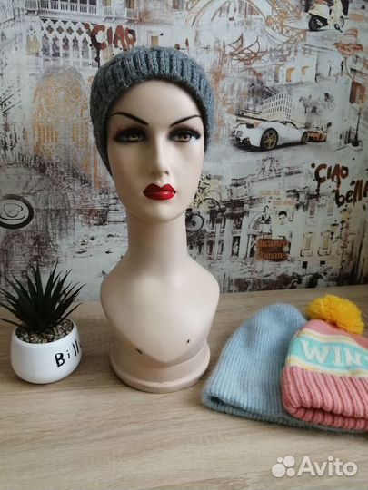 Манекен - голова для шапок, шапка