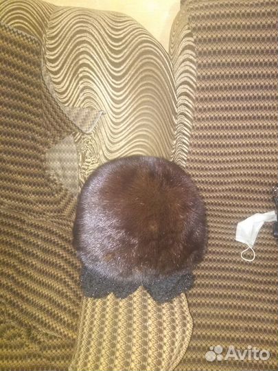 Шапка норковая каричневая размер 56 58 женская