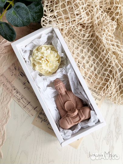 Набор свечей ручной работы Будда и пион